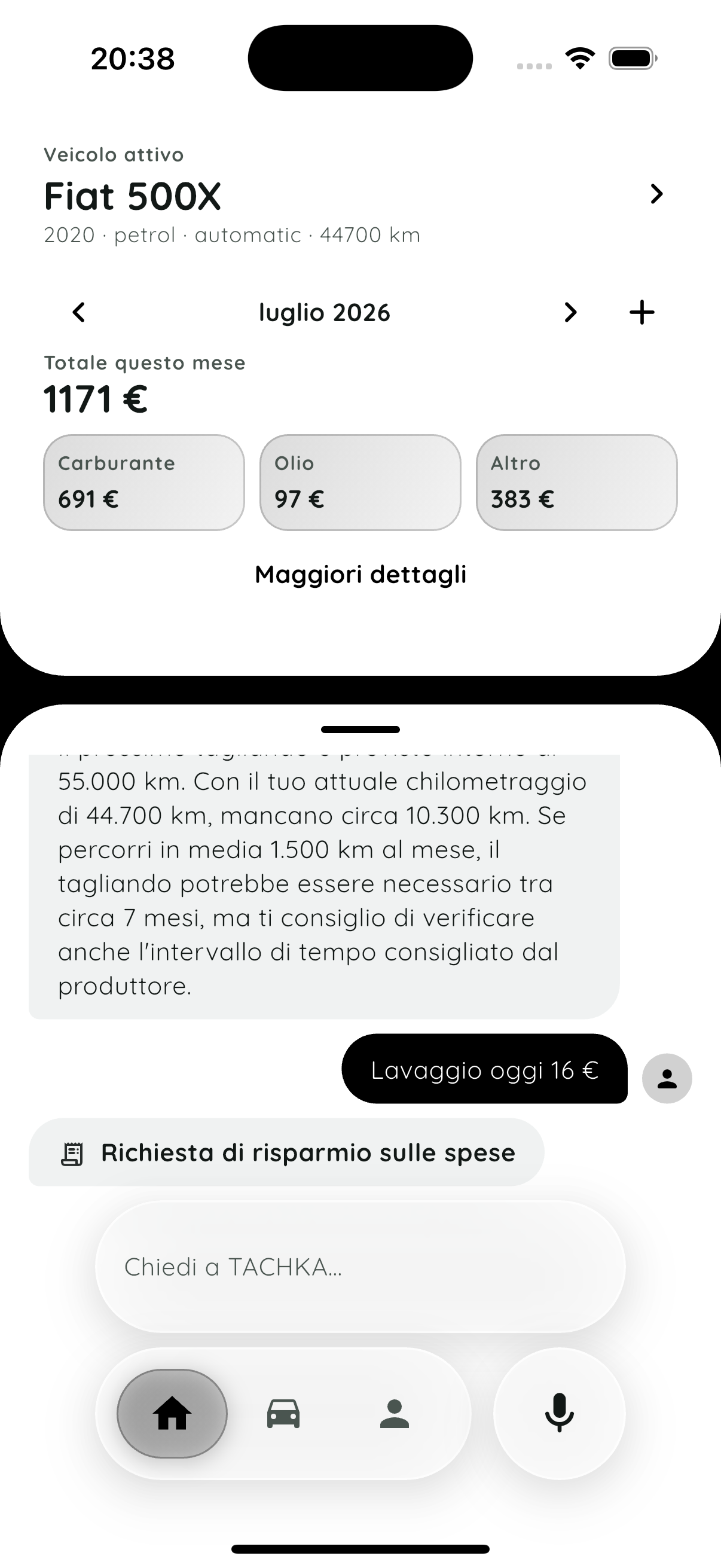 Chat e riepilogo spese di TACHKA in italiano