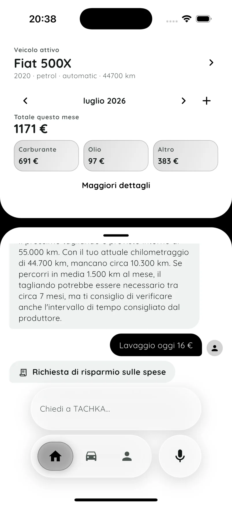 Chat e riepilogo spese di TACHKA in italiano